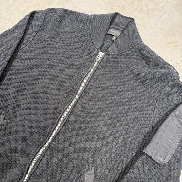Rag & Bone ZIp Up Waffle-Knit Sweater Cotton Hemp Black Medium - Picture 2 of 10